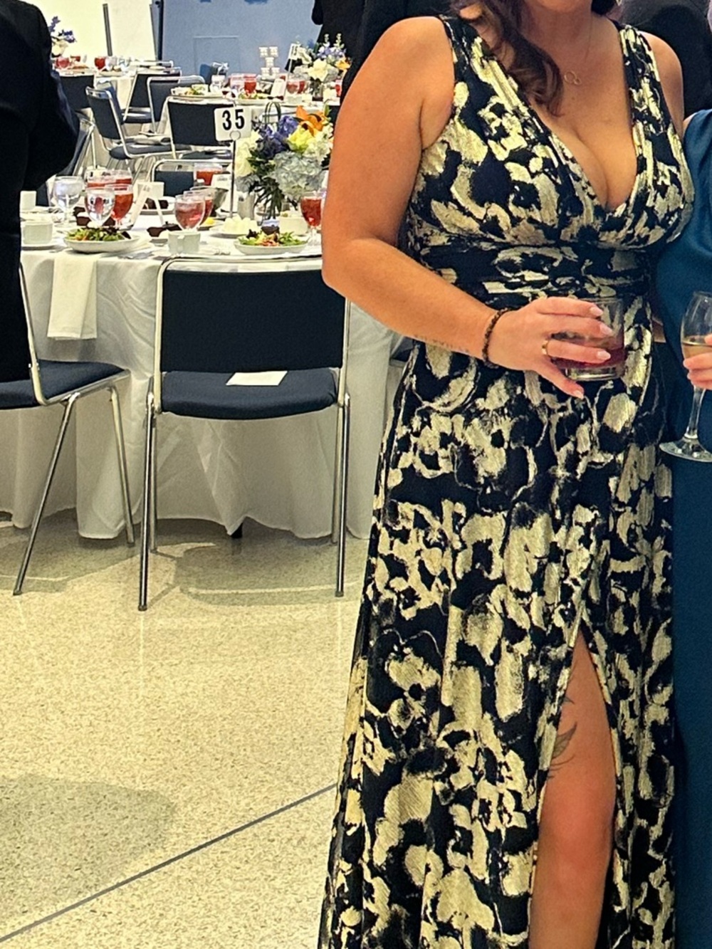 Navy Blue Sleeveless Evening Gown